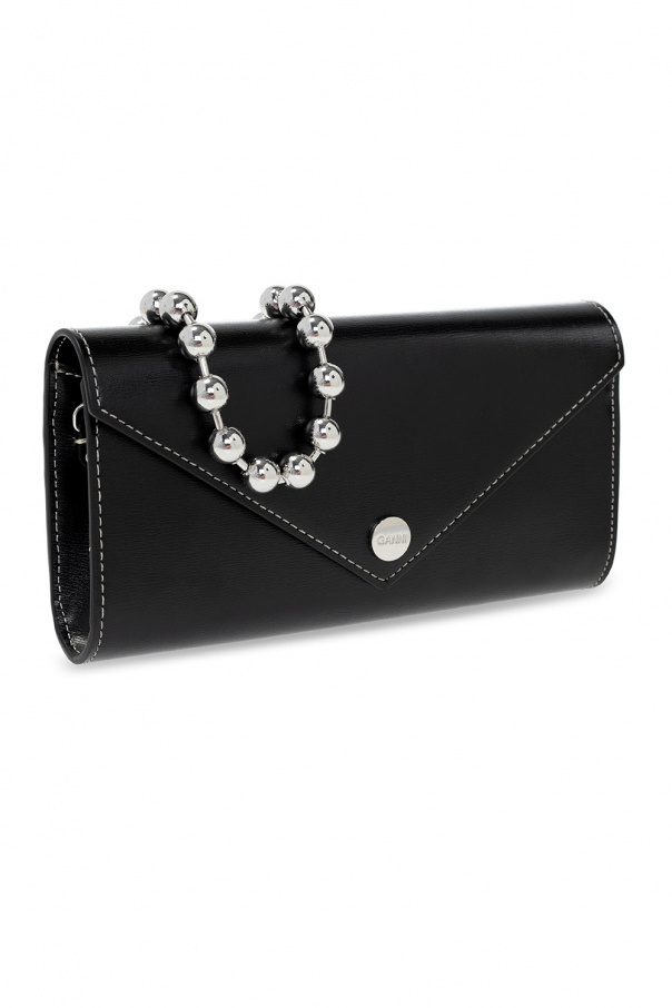 【GANNI】 COMPACT WALLET ブラック GANNI Women's Compact Zip Around Wallet in Black GANNI